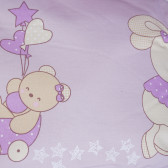Set de pat  din patru piese violet - cu iepure și urs Lorelli 100523 2
