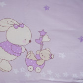 Set de pat  din patru piese violet - cu iepure și urs Lorelli 100526 5