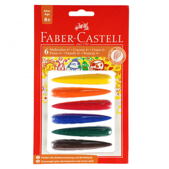 Creioane cerate „deget” 4+ / 6 culori pastel  Faber Castell 101039 