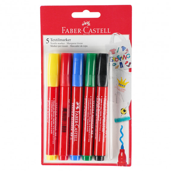 Set de marker textil, 5 culori Faber Castell 101056 