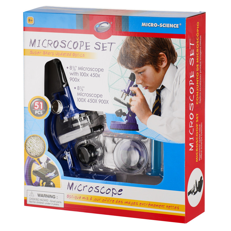 Microscop pentru copii 100/450/900x de culoare albastră  101143