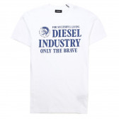 Tricou de bumbac pentru băieți, cu o inscripție, alb Diesel 10150 