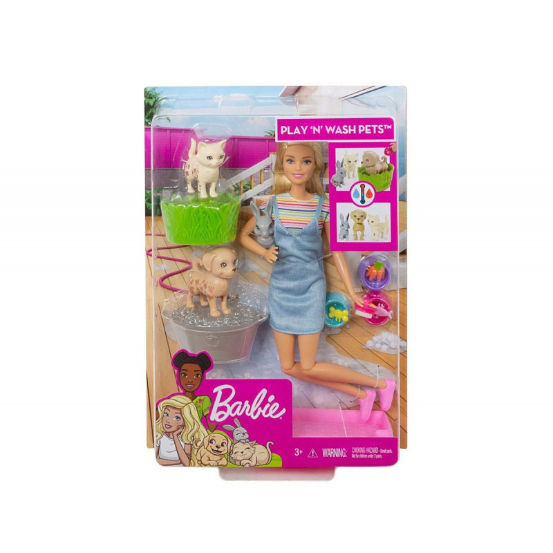 Set schimbare de culoare Barbie - cu câine și pisoi pentru fete  101709