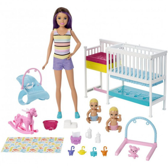 Set Camera de joacă Barbie pentru camera bebelusului, babysitter si 2 bebelusi, pentru fete Barbie 101918 2