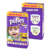 Scutece de unică folosință Pufies Maxi 4, Maxi Pack 58 buc. Jungle Pals Pufies 10193 