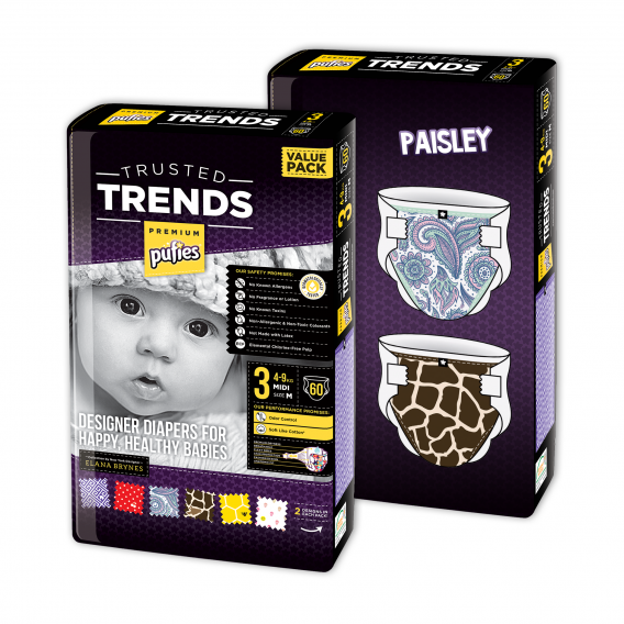 Scutece de unică folosință, Paisley Trends, Dimensiune: 3, 2x60 buc. Pufies 10219 