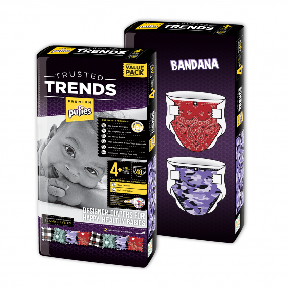 Scutece de unică folosință Pufies Trusted Trends Maxi+ 4, Bandana baby Value Pack 48 buc. Pufies 10234 