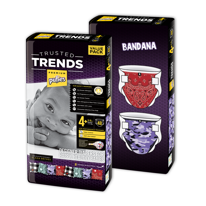 Scutece de unică folosință Pufies Trusted Trends Maxi+ 4, Bandana baby Value Pack 48 buc.  10234