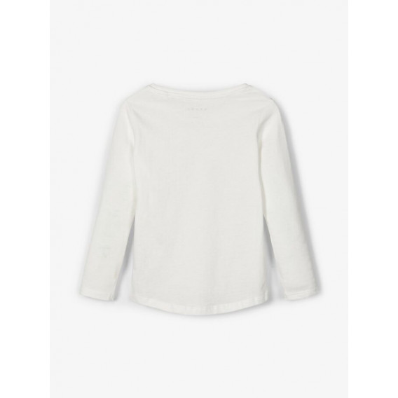 Bluză din bumbac cu mânecă lungă albă cu imprimeu grafic colorat pentru fete Name it 102501 2