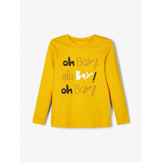 Bluză de bumbac cu mâneci lungi pentru copii, cu imprimeu grafic, galbenă Name it 102524 