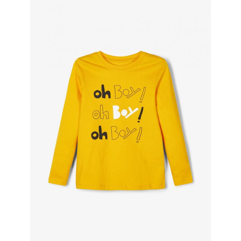 Bluză de bumbac cu mâneci lungi pentru copii, cu imprimeu grafic, galbenă  102524