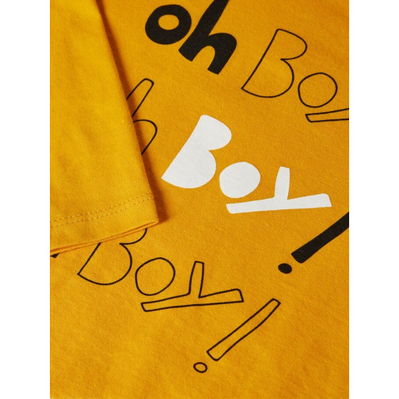 Bluză de bumbac cu mâneci lungi pentru copii, cu imprimeu grafic, galbenă Name it 102526 3