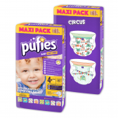 Scutece de unică folosință Pufies Maxi+ 4, Maxi Pack 50 buc. Circus Pufies 10254 