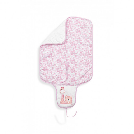 Salteluță pliabilă pentru schimbat Basic Friends roz, cu șnur, care se transformă cu ușurință într-o geantă confortabilă Inter Baby 102671 
