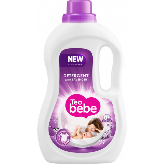 Detergent lichid cu bumbac și lavandă, sticlă de plastic, 1,1 l Teo Bebe 10271 