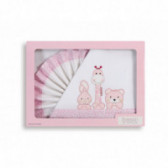 Set de dormit roz 3 piese pentru fete din 100% bumbac și cu dimensiunile 60x120 Inter Baby 102922 