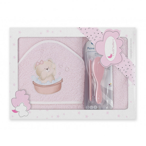 Prosop de baie roz cu ursuleț Inter Baby 103150 