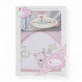 Prosop de baie roz pentru copii cu o aplicație din material textil moale pentru fete Inter Baby 103157 