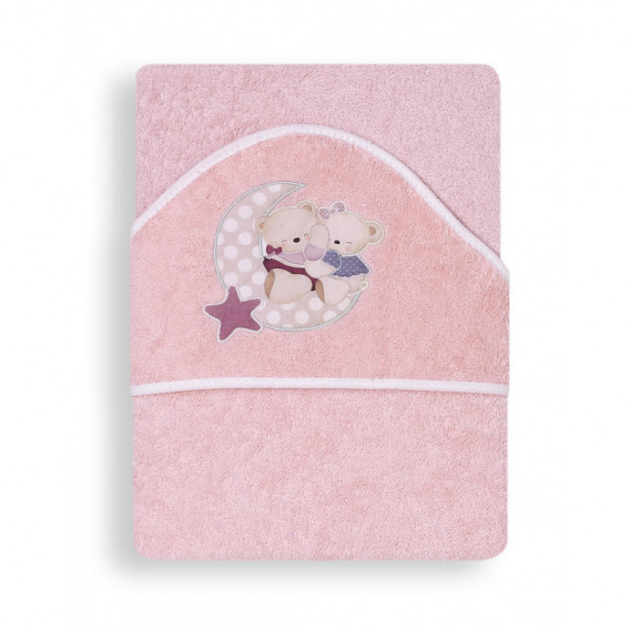 Prosop pentru bebeluși Amoroso roz pentru fete, cu ursuleți brodați Inter Baby 103172 