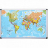 Tablă magnetică - harta lumii 90X120 cm Bi-Office 103369 