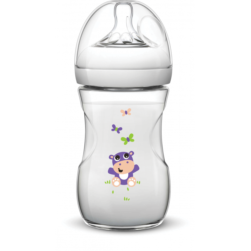Sticlă din polipropilenă cu tetină cu 2 găuri pentru bebelușii de peste 1 lună, 260 ml   10339
