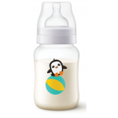 Sticlă clasică din polipropilenă cu tetină cu 2 găuri pentru bebeluși de 1+ luni, 260 ml  Philips AVENT 10344 