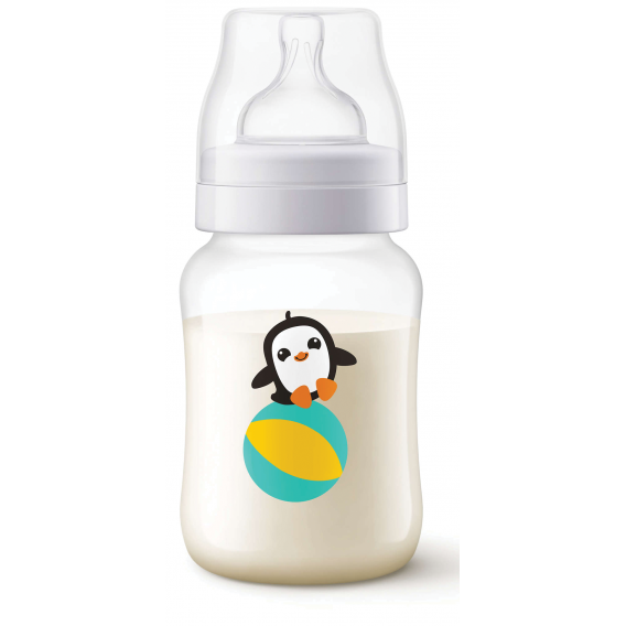 Sticlă clasică din polipropilenă cu tetină cu 2 găuri pentru bebeluși de 1+ luni, 260 ml  Philips AVENT 10344 