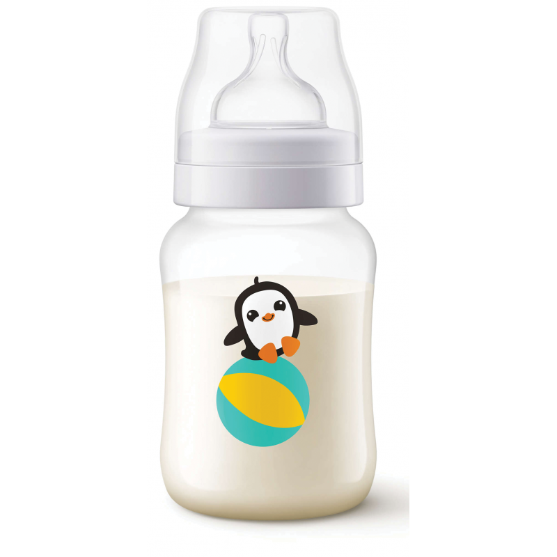 Sticlă clasică din polipropilenă cu tetină cu 2 găuri pentru bebeluși de 1+ luni, 260 ml   10344