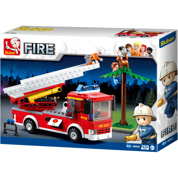 Set de construire camion de pompieri cu scări, cu 265 piese Sluban 10471 