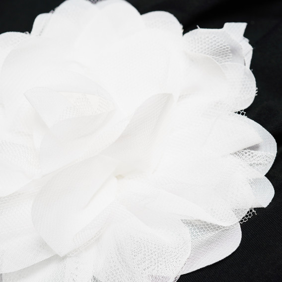 Rochie neagră din bumbac cu mâneci scurte și decorațiune de floare albă The Tiny Universe 105049 5