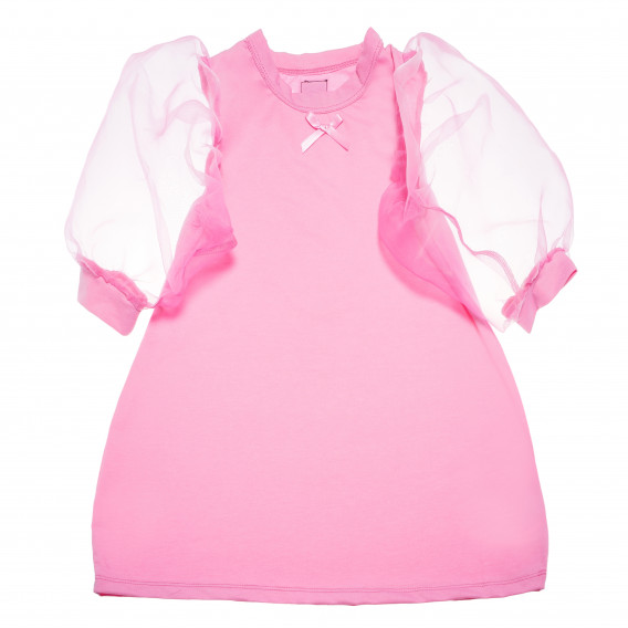 Rochie pentru fete cu tul cu mânecă lungă, în culoare roz The Tiny Universe 105085 