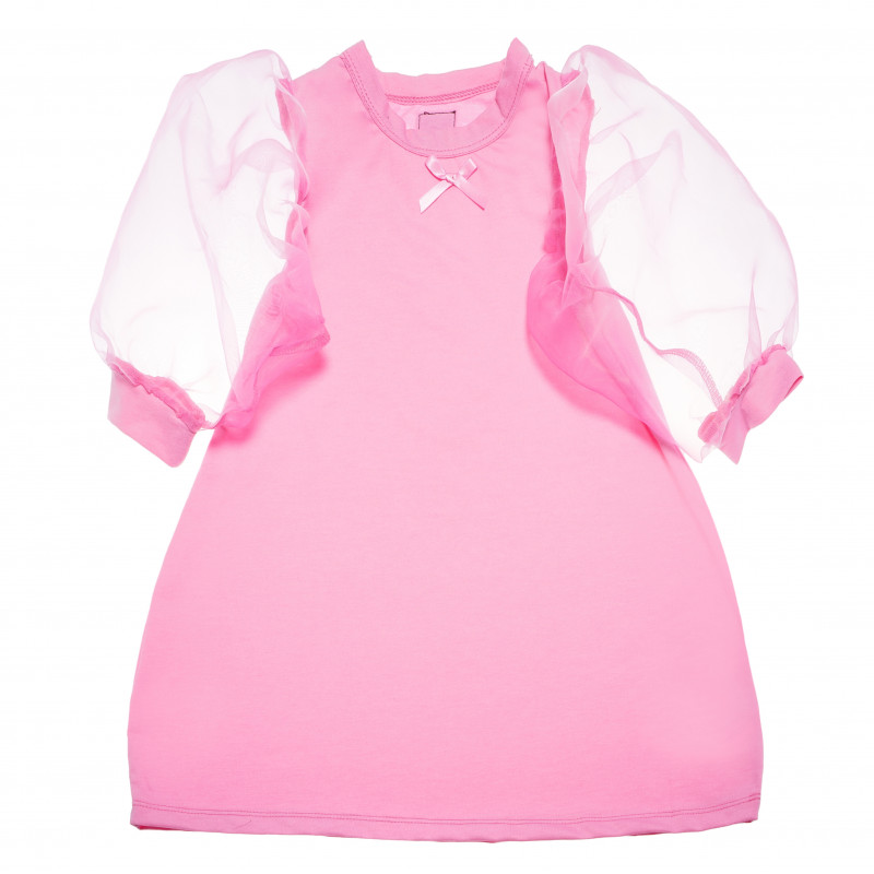 Rochie pentru fete cu tul cu mânecă lungă, în culoare roz  105085