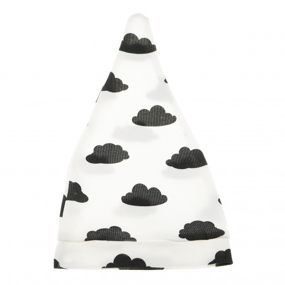 Fes de baiat din bumbac organic cu decor de norișori negri NINI 105138 