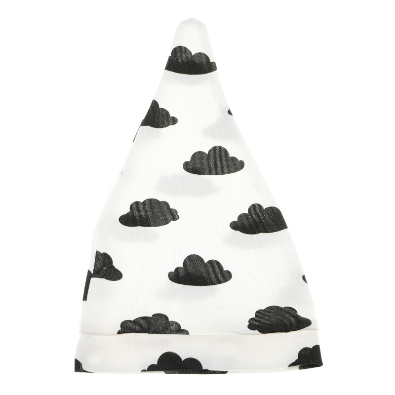 Fes de baiat din bumbac organic cu decor de norișori negri  105138