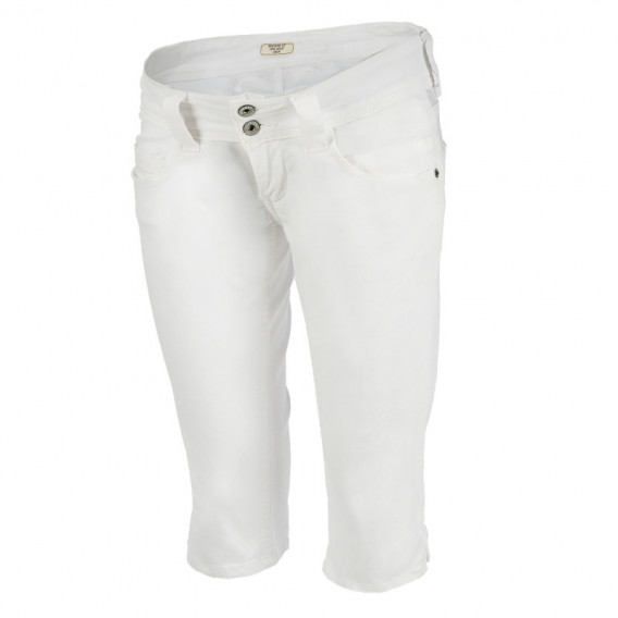 Pantaloni de maternitate din bumbac 3/4 de culoare albă Pepe Jeans 106957 