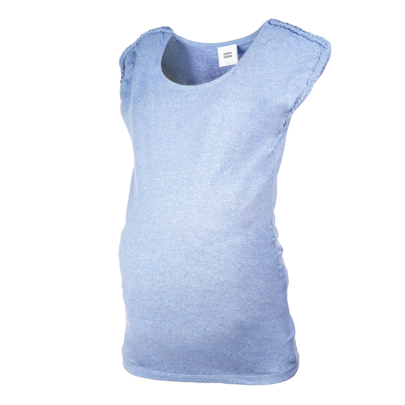 Bluză din bumbac fără mâneci, de culoare albastră pentru femeile însărcinate  107020