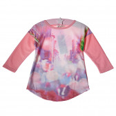 Bluză cu mânecă lungă pentru fete, cu imprimeu flirty, roz MC United 10734 