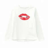 Bluză din bumbac imprimat cu spate alungit, albă pentru fete Name it 107358 