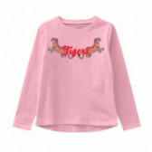 Bluză din bumbac imprimat cu spate alungit, roz pentru fete Name it 107361 