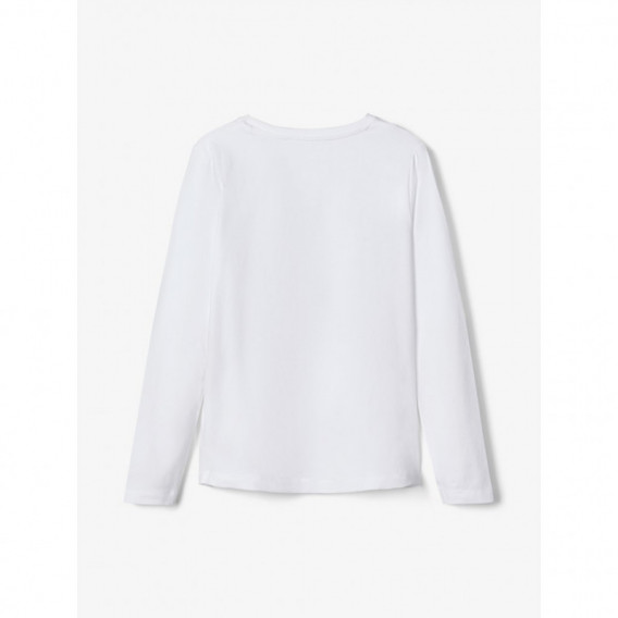 Bluză din bumbac cu imprimeu grafic, albă, pentru fete Name it 107363 2
