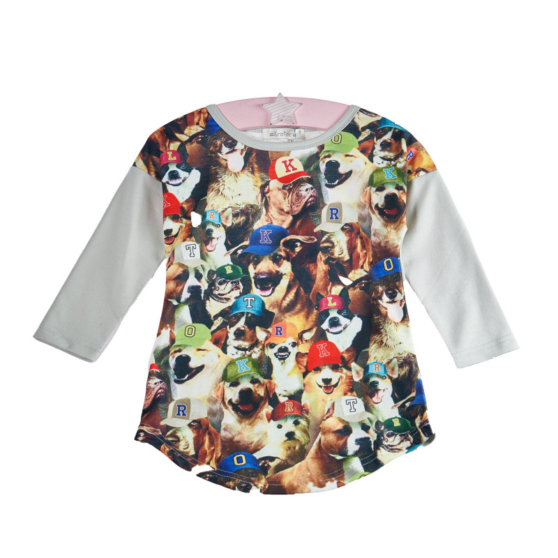 Bluză cu mânecă lungă pentru fete, cu imprimeu de căței  10737