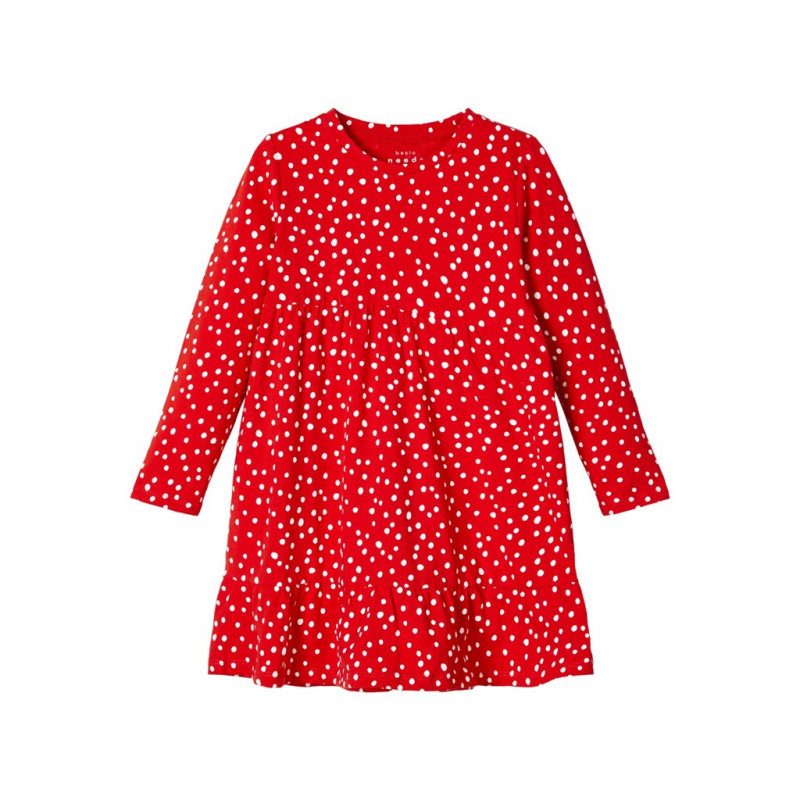 Rochie din bumbac cu imprimeu, roșie pentru fete  107397