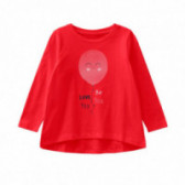 Bluză roșie din bumbac cu imprimeu și croi larg, pentru fete Name it 107426 