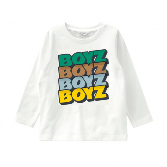 Bluză albă din bumbac, cu imprimeu, pentru băieți Name it 107478 