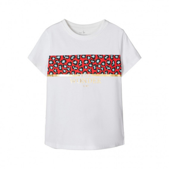 Bluză albă cu imprimeu leopard, pentru fete Name it 107536 
