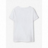 Bluză albă din bumbac cu inscripții și broderii pentru fete Name it 107540 2