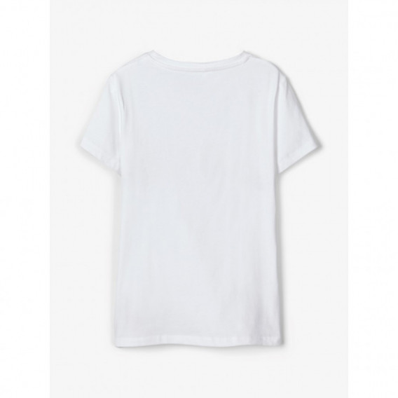 Bluză albă din bumbac cu inscripții și broderii pentru fete Name it 107540 2