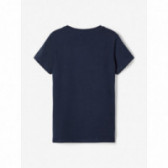 Bluză din bumbac cu litere și broderii, albastru închis pentru fete Name it 107543 2