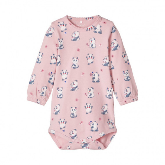 Costum pentru bebeluși din bumbac organic cu imprimeu roz deschis Name it 107558 