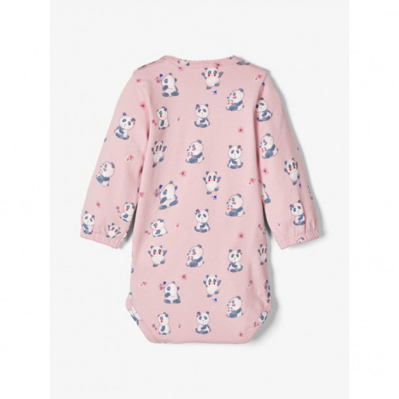Costum pentru bebeluși din bumbac organic cu imprimeu roz deschis Name it 107559 2